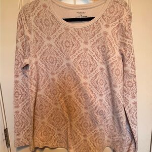 Sonoma Women's Long Sleeve Top in Cream and Pink